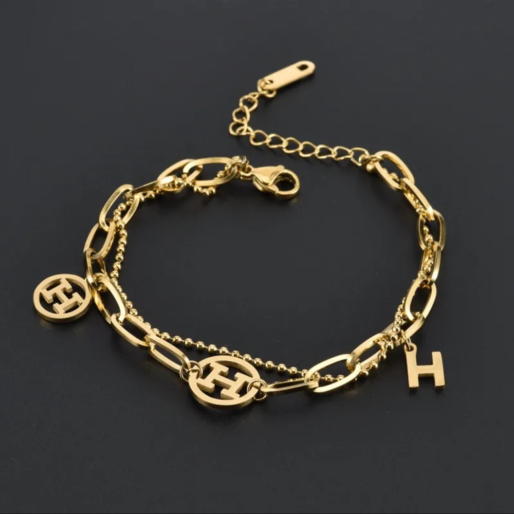 Designer Inspired Gold Plated Charm Bracelet - Picture 2 of 6
